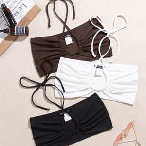 SHEIN Black, White, and Brown Tube Tops